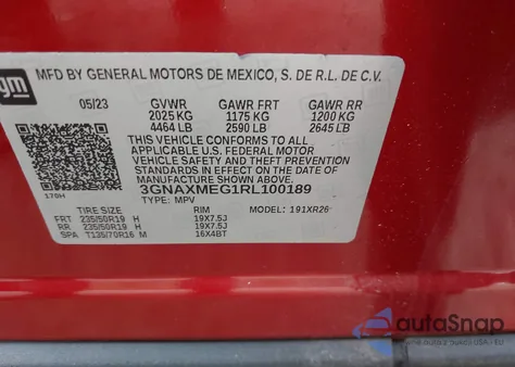 2024 Chevrolet Equinox Fwd Rs z USA, uszkodzony, nr VIN 3GNAXMEG1RL100189